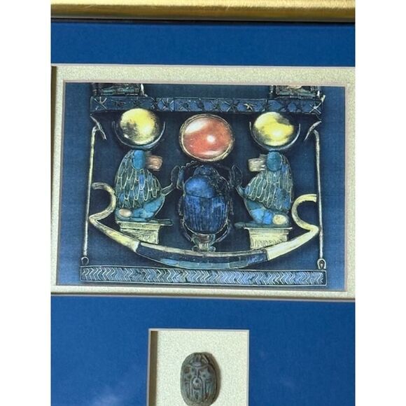 Framed Egyptian Scarab 2345-30 BC amulet Authentic - Picture 2 of 6